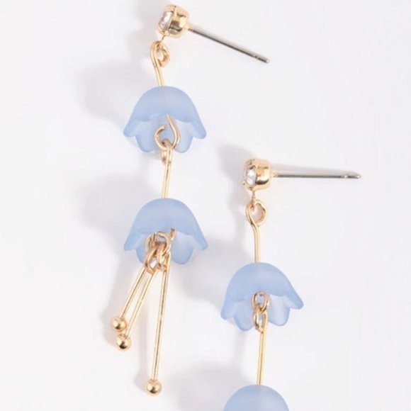 Lovisa Jewelry - LOVISA Modern Light Blue Lillypad Gold/Clear Crystal Drop Earrings**NEW!